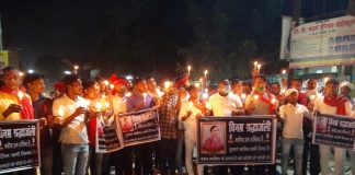 भदोही : हाथरस की घटाना के विरोध में निकाला कैंडिल मार्च